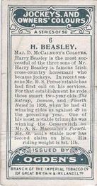 1927 Ogden's Jockeys and Owners' Colours #6 Harry Beasley Back